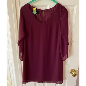 Maroon 3/4 Sleeve Formal Dress